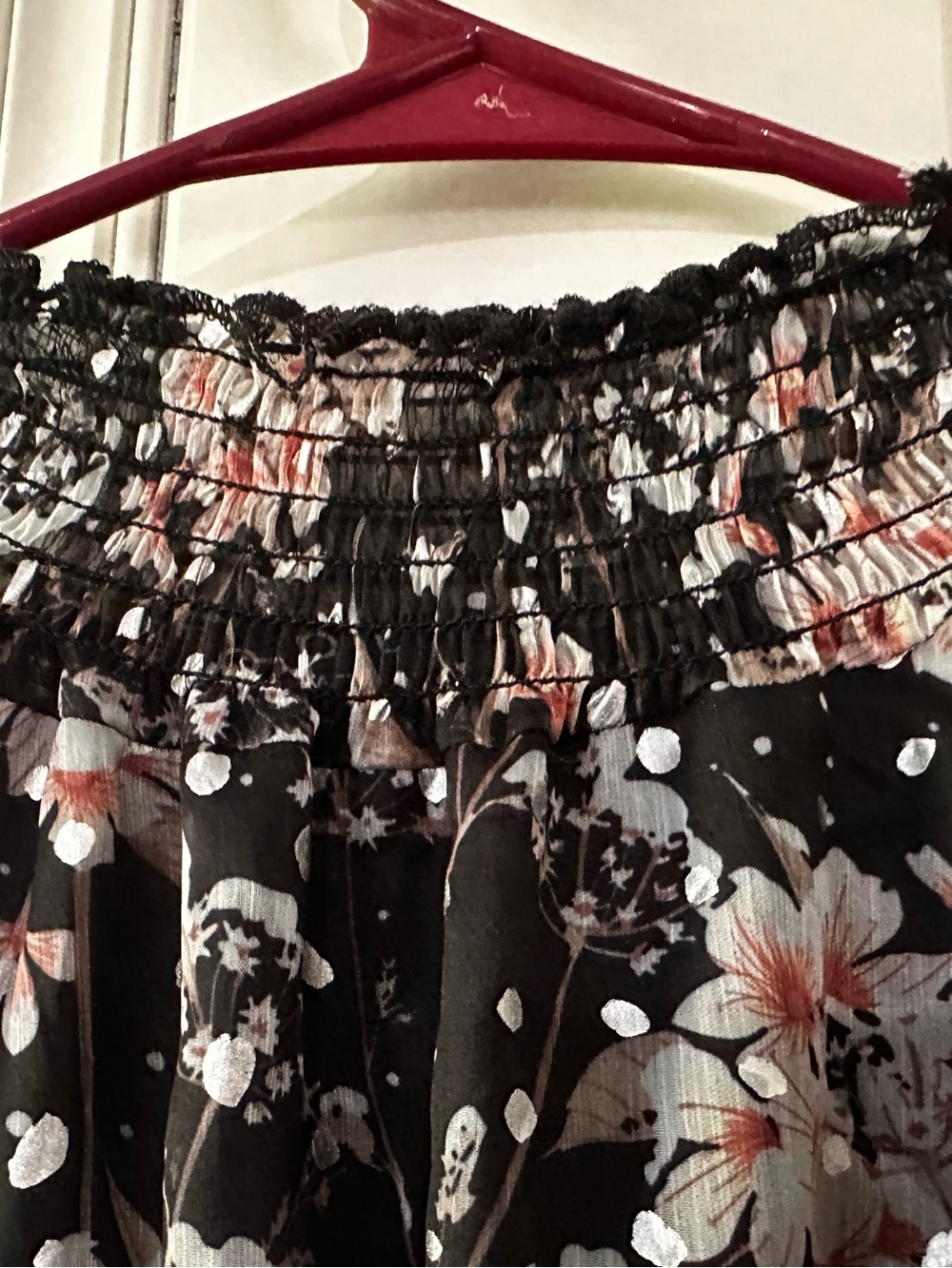 O.P.T Floral Black Mini Dress with Silver Dots that glimmer in the light - Picture 6 of 9